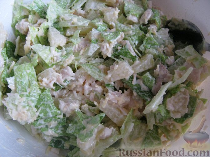 Салат в тарталетках с курицей и ананасами Рецепт с фото