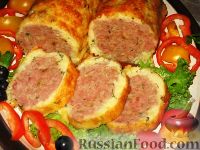 Фото приготовления рецепта: Мясной рулет в сырно-картофельной оболочке - шаг №6