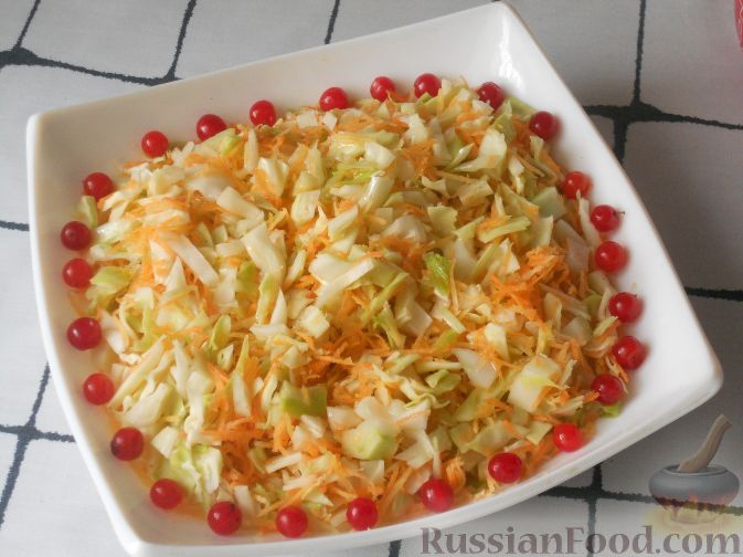 Фото приготовления рецепта: Капустный салат с ягодами калины - шаг №4
