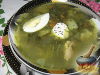 Фото к рецепту: Зеленые щи со щавелем и шпинатом