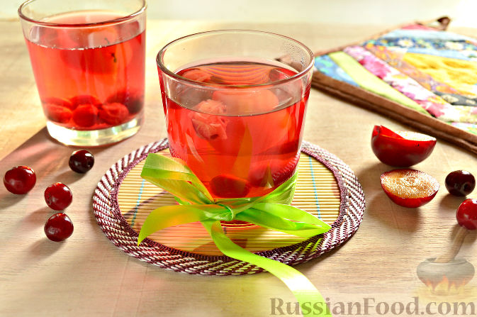 Фото к рецепту: Напиток из красной алычи и вишни