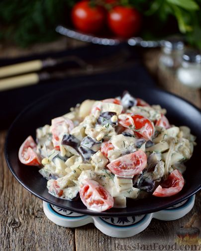 Фото к рецепту: Салат из баклажанов и яиц