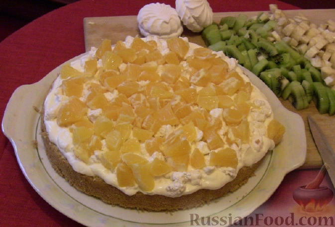 Фото приготовления рецепта: Бисквитный торт с зефиром и фруктами - шаг №1