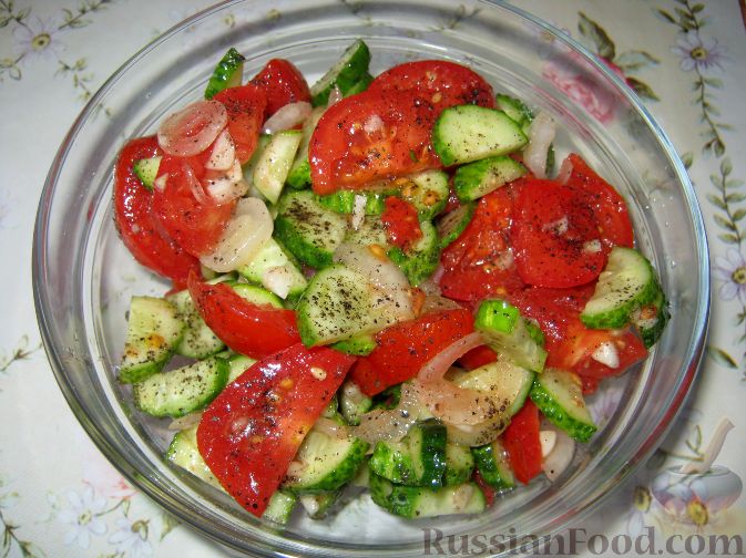 Рецепт салата огурцы и помидоры