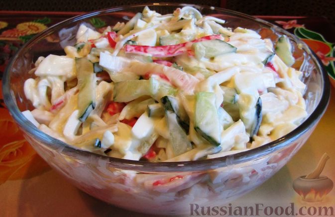 Салат с капустой, кукурузой и крабовыми палочками, пошаговый рецепт с фото на 250 ккал