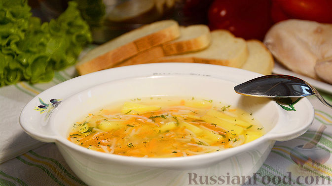 Куриный суп с макаронами и картошкой