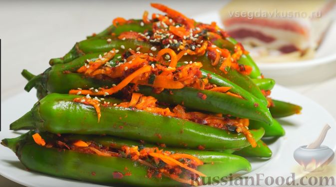 Фото приготовления рецепта: Кимчи из зелёного острого перца - шаг №13