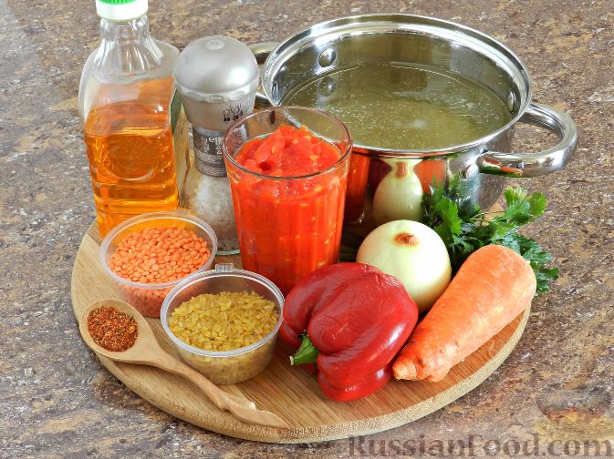 Фото приготовления рецепта: Суп с булгуром и чечевицей - шаг №1