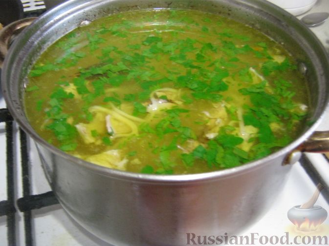Фото приготовления рецепта: Куриный суп-лапша - шаг №11