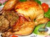 Фото к рецепту: Запеченная курица с пикантной ореховой начинкой