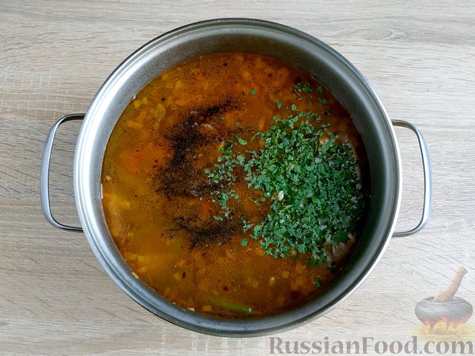 Фото приготовления рецепта: Суп с говядиной и стручковой фасолью - шаг №19