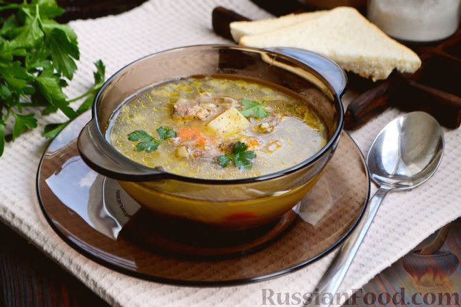 Фото к рецепту: Суп со свининой и пшенной крупой