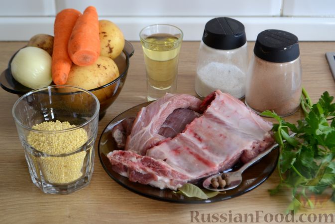Фото приготовления рецепта: Суп со свининой и пшенной крупой - шаг №1