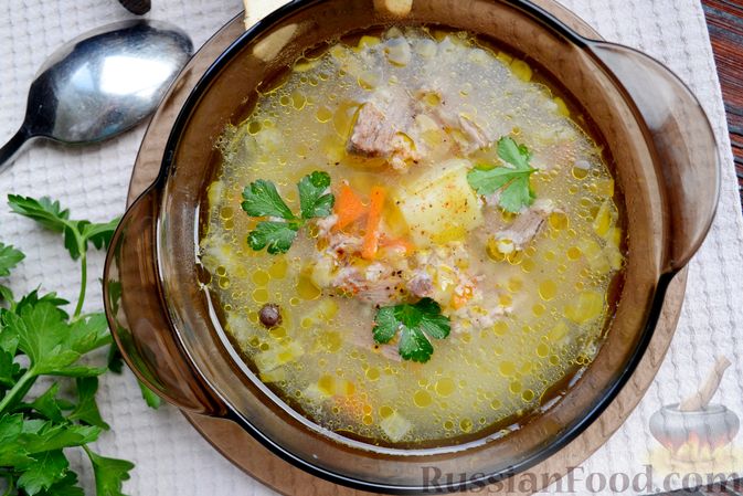 Фото приготовления рецепта: Суп со свининой и пшенной крупой - шаг №14