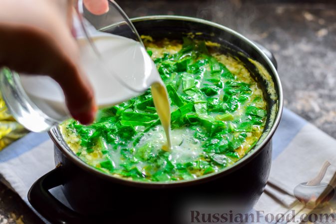 Фото приготовления рецепта: Куриный суп со шпинатом, плавленым сыром и сливками - шаг №13