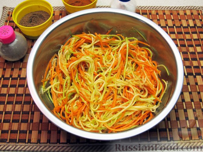 Фото приготовления рецепта: Салат из моркови и кабачков по-корейски - шаг №7