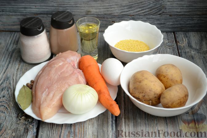 Фото приготовления рецепта: Суп с куриным филе и пшеном - шаг №1