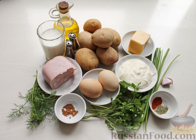 Фото приготовления рецепта: Картофельные кнели с ветчиной и сыром, со сливочно-сырным соусом - шаг №1