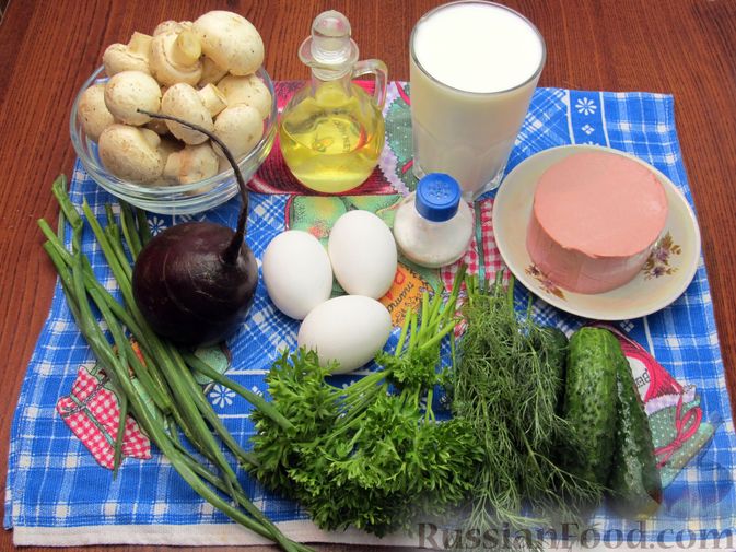 Фото приготовления рецепта: Холодник на кефире, с жареными грибами - шаг №1