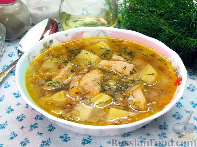 Фото приготовления рецепта: Куриный суп с гречкой - шаг №14