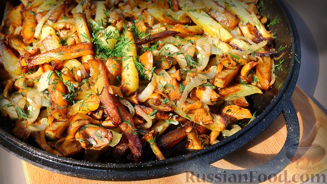 Жареная картошка с шампиньонами – пошаговый рецепт приготовления с фото