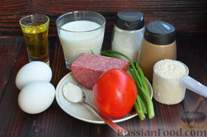 Фото приготовления рецепта: Блинчики с колбасой и помидорами - шаг №1