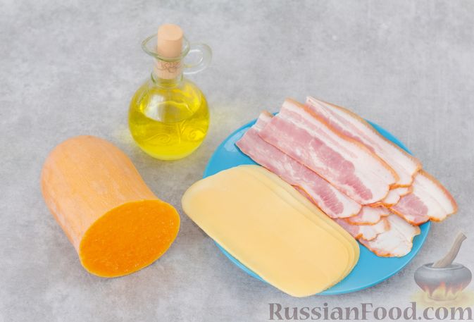 Фото приготовления рецепта: Сэндвичи из тыквы с сыром и беконом - шаг №1