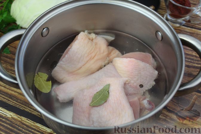 Фото приготовления рецепта: Борщ с курицей и каркаде, без свеклы - шаг №2