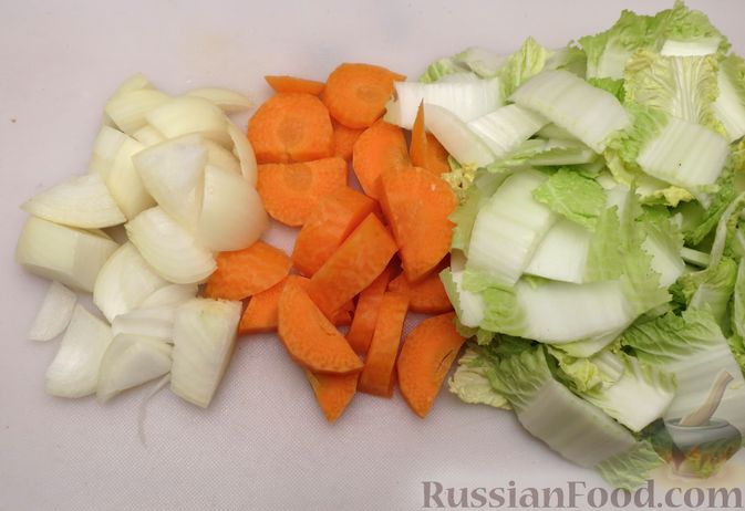Фото приготовления рецепта: Котлеты из индейки с пекинской капустой и морковью - шаг №2