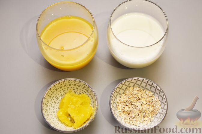 Фото приготовления рецепта: Молочный коктейль с апельсиновым соком и овсяными хлопьями - шаг №1