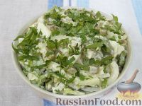 Фото к рецепту: Салат из печени трески с рисом