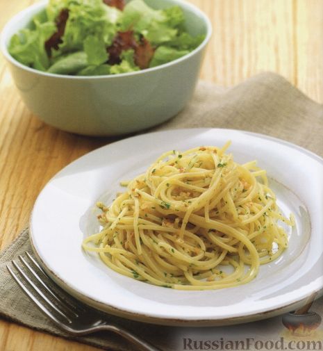Рецепт Спагетти с чесночным маслом и петрушкой