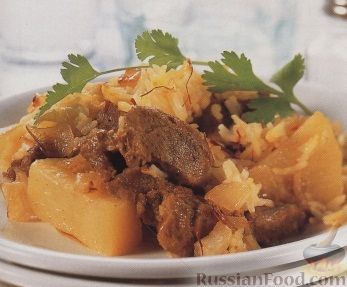 Рецепт Картофель, тушенный с мясом и рисом
