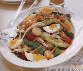 Рецепт Овощной салат с курятиной и яйцами