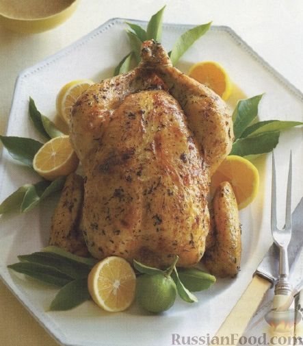 Рецепт Курица, жаренная в духовке с лимоном и тимьяном
