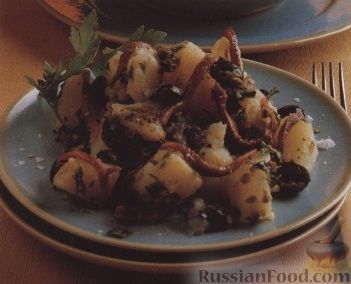 Рецепт Картофельный салат с оливковой заправкой и анчоусами