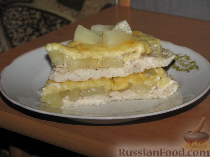 Рецепт Курица с ананасами под сыром