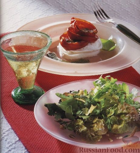 Рецепт Закуска с моцареллой и жареными помидорами