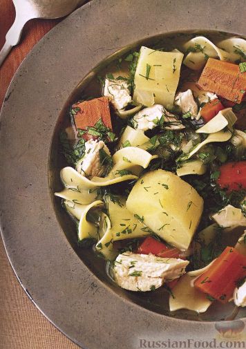 Рецепт Куриный суп с лапшой, пастернаком и свежей зеленью