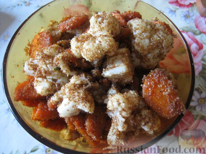 Рецепт Цветная капуста и морковь, жаренные в сухарях