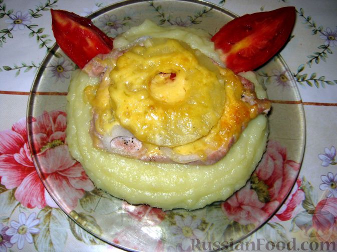 Рецепт Свинина с ананасами и сыром