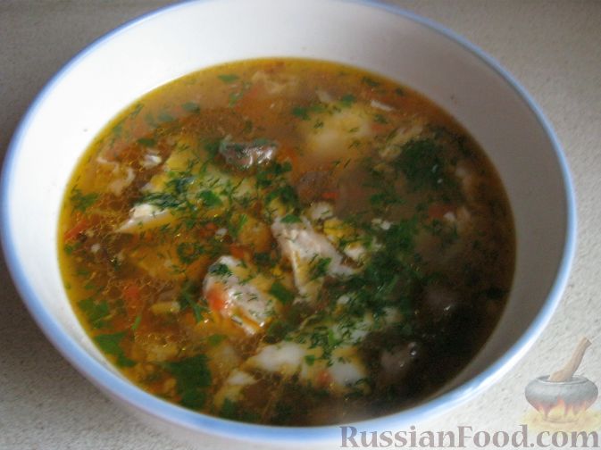 Рецепт Суп с грибами и семгой
