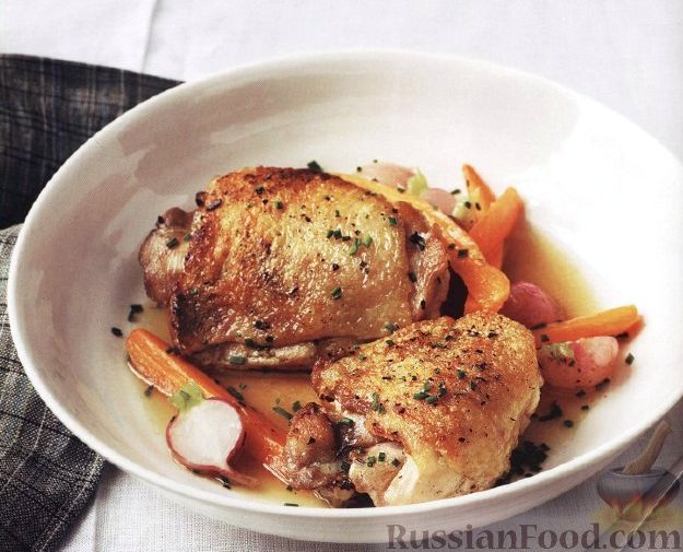 Рецепт Куриные бедра с редисом и морковью
