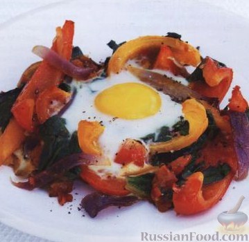 Рецепт Яйца, запеченные с помидорами и перцем