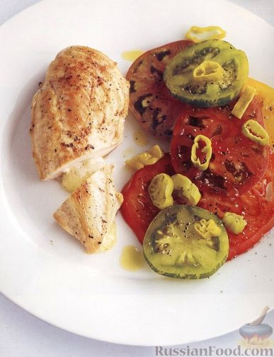 Рецепт Фаршированное куриное филе с помидорами и перцем