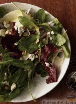 Рецепт Салат из зелени с сыром и грецкими орехами