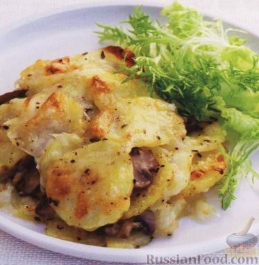 Рецепт Картофель, запеченный с грибами с сыром