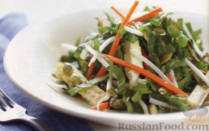 Рецепт Салат с омлетом и ростками фасоли