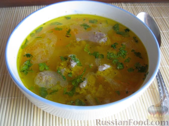 Рецепт Суп с фрикадельками и рисом