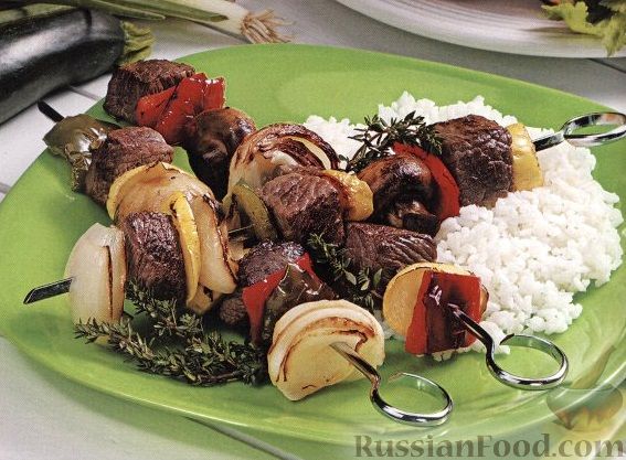 Рецепт Шашлыки из говядины и овощей